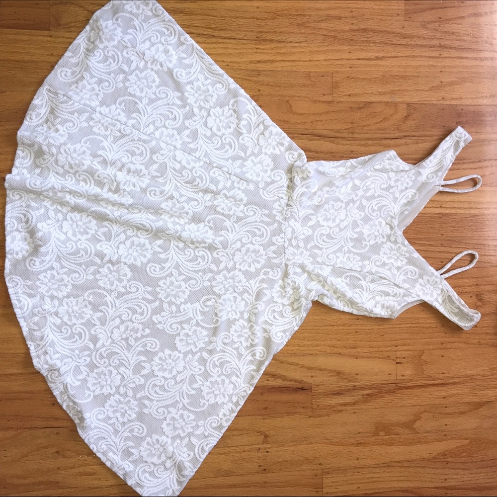 Blue Rain Lace Ivory off the shoulder Dress